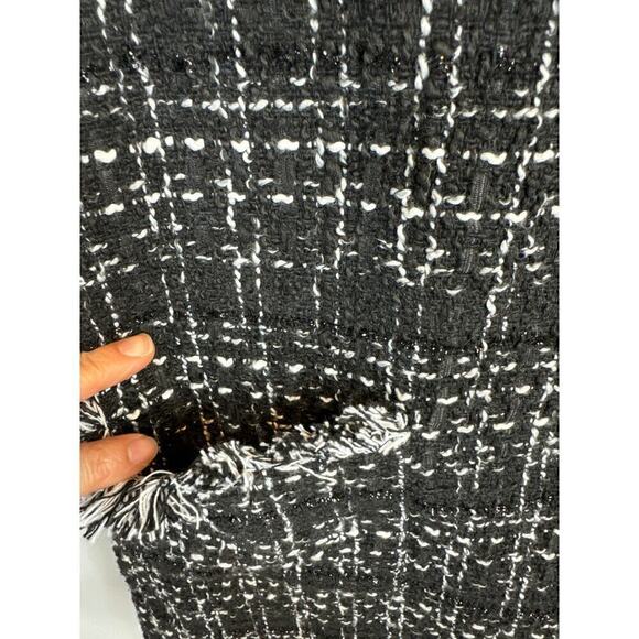 Floerns Black Tweed Pocket Fringed Trim Mini Shift Dress SMALL - Picture 6 of 10